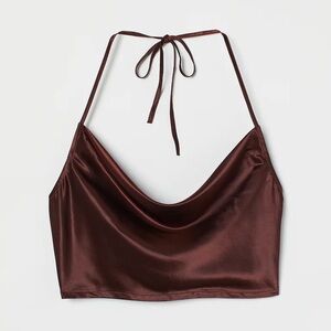H&M Divided Brown Satin Crop Top Size Medium Women